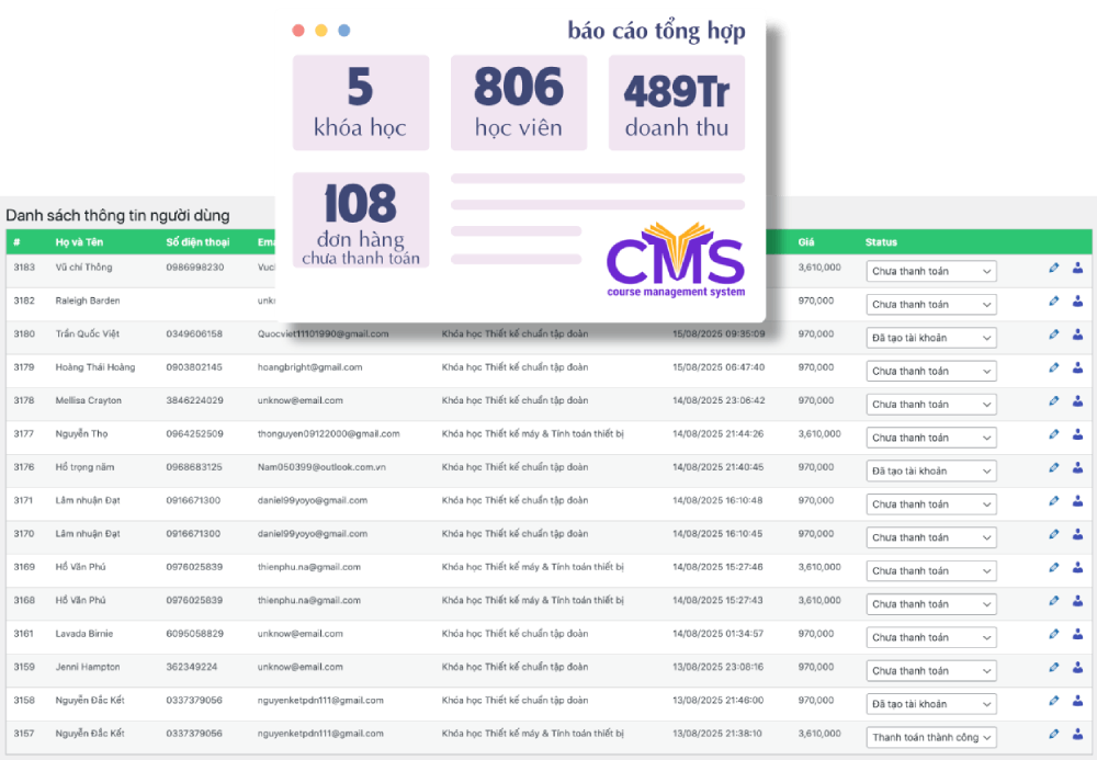 Bán khóa học online đóng gói cố định